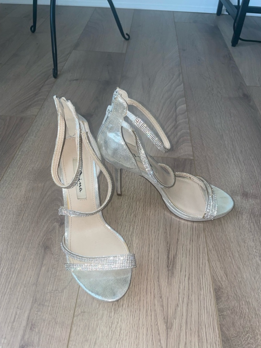 Nina Sparkling Strappy Stiletto Heels - Gold
